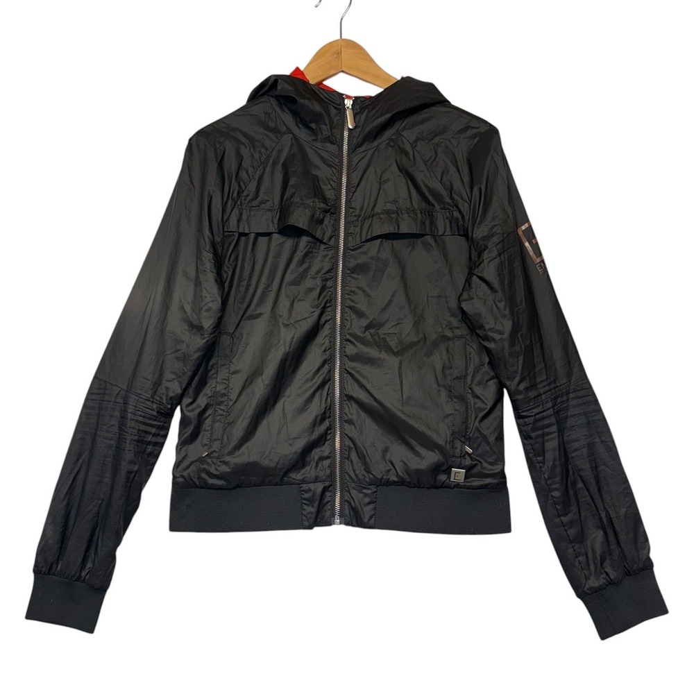 Helly Hansen Embla‎ Womens Black Hooded Windbreaker Jacket Red Lining Size M